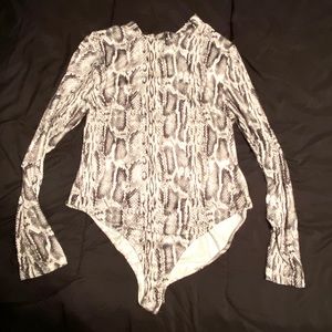 Long sleeve snakeskin bodysuit